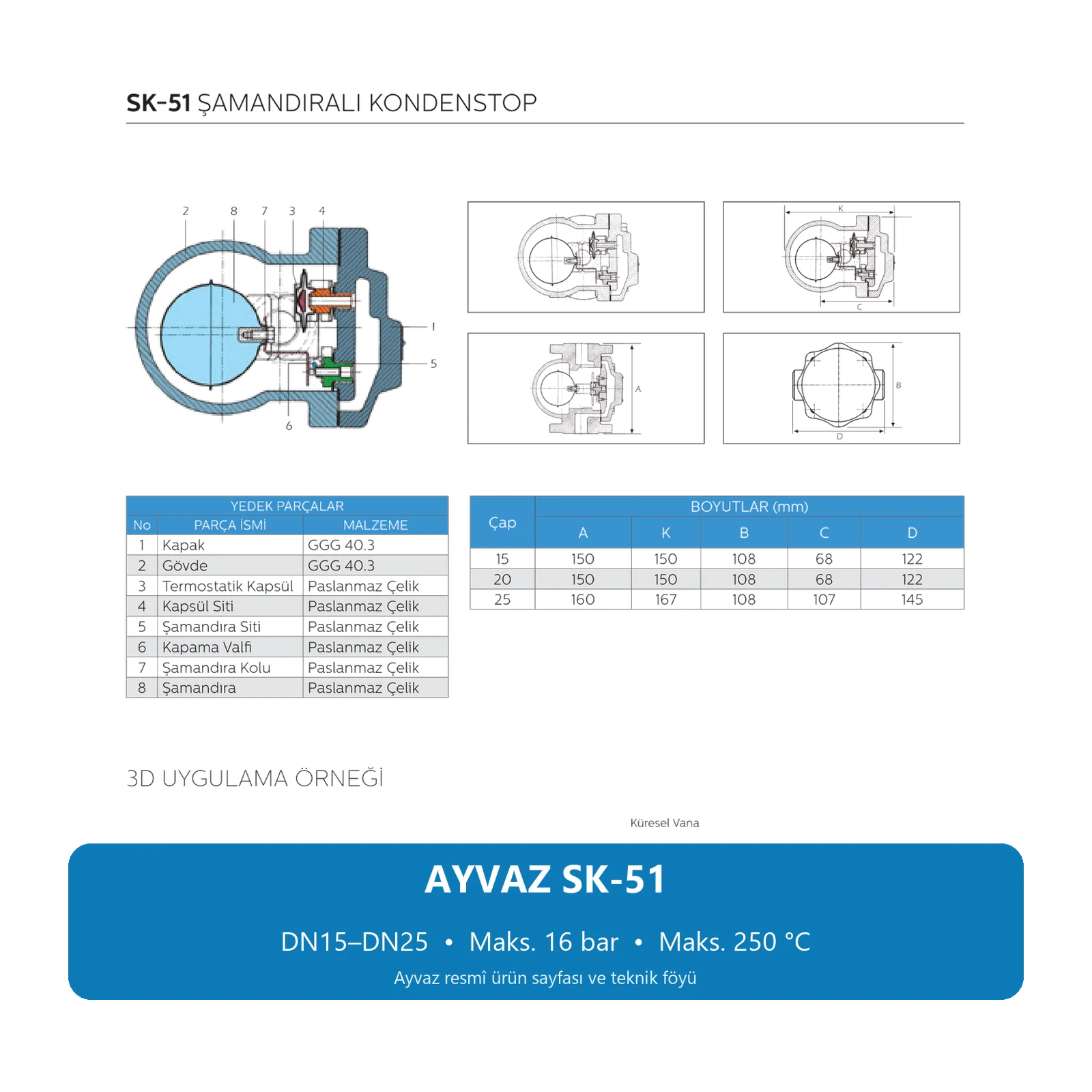AYVAZ SK-51 ŞAMANDIRALI KONDENSTOP