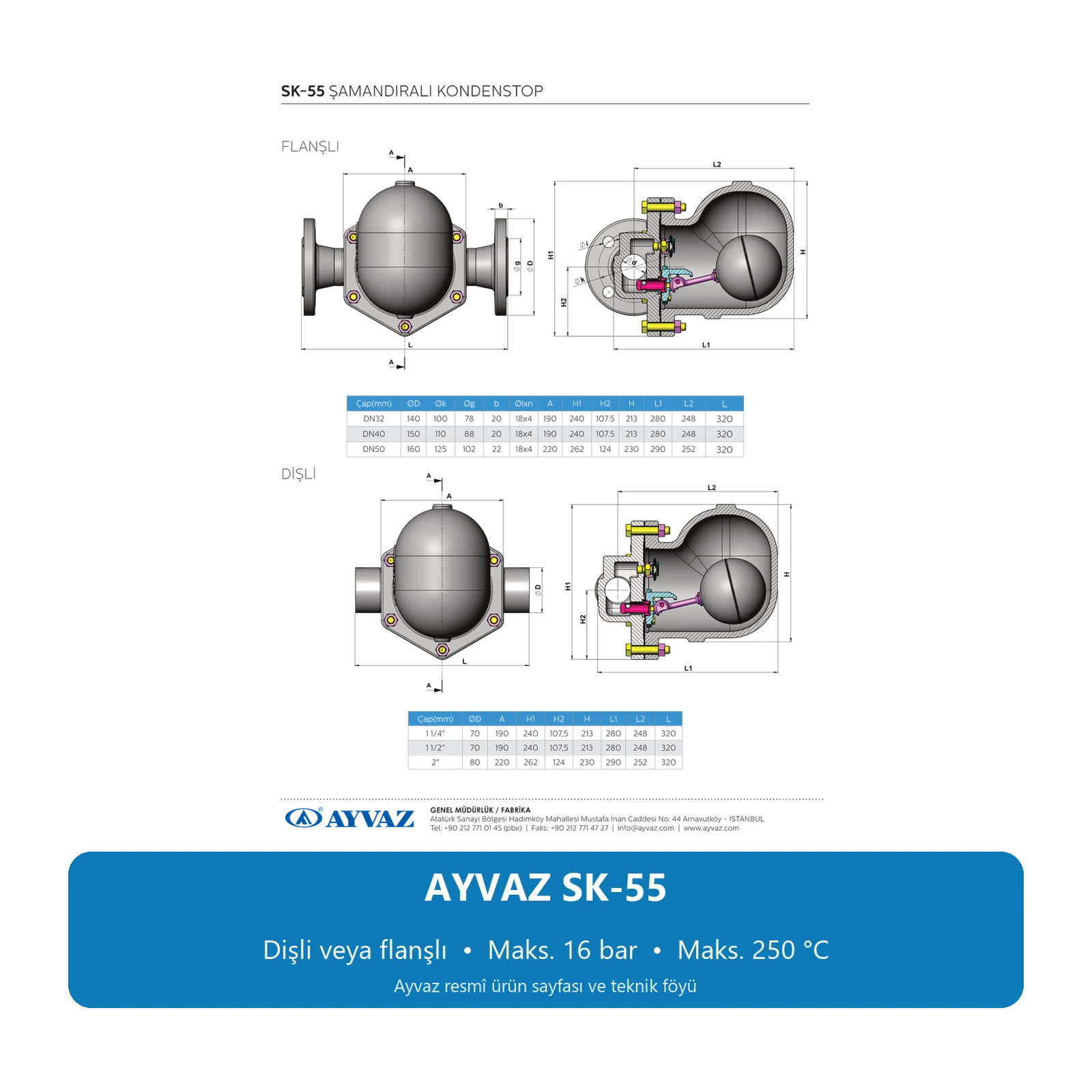 AYVAZ SK-55 ŞAMANDIRALI KONDENSTOP