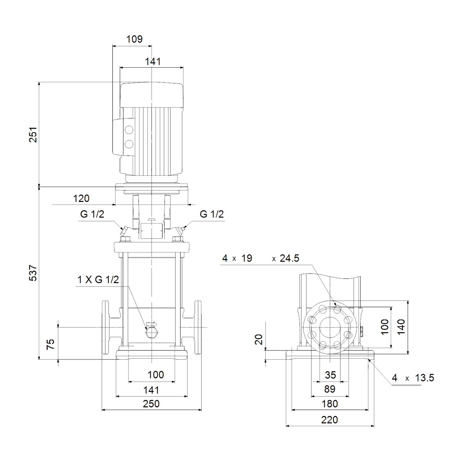 GRUNDFOS CR1-17 A-FGJ-A-E-HQQE 3x230/400 50 AISI304  DİKEY ÇOK KADEMELİ in-line SANTRİFÜJ POMPA