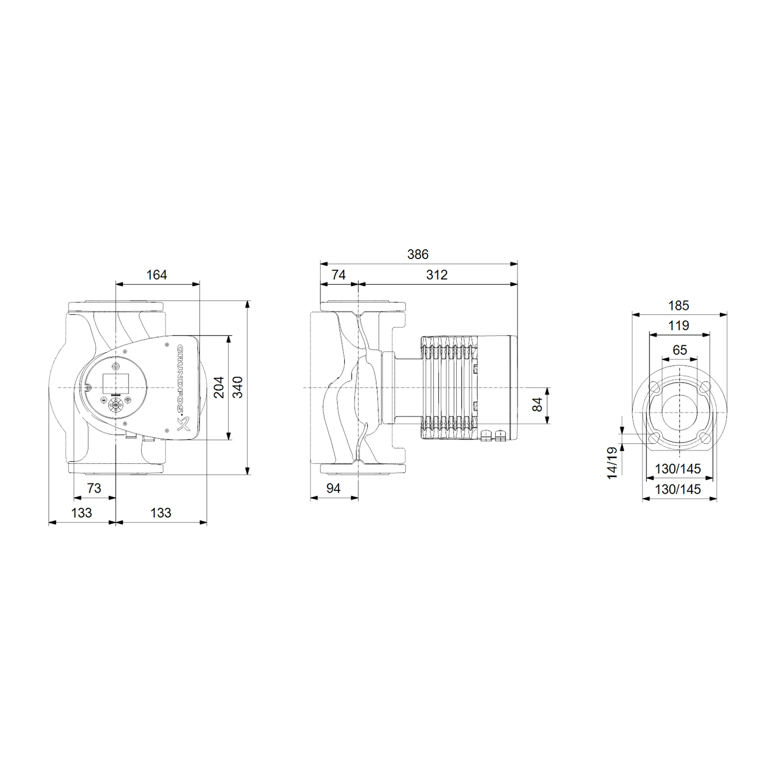 GRUNDFOS MAGNA3 65-100 F 340 1*230 V PN6/10 FREKANS KONTROLLÜ ISLAK ROTORLU in-line SİRKÜLASYON POMPASI