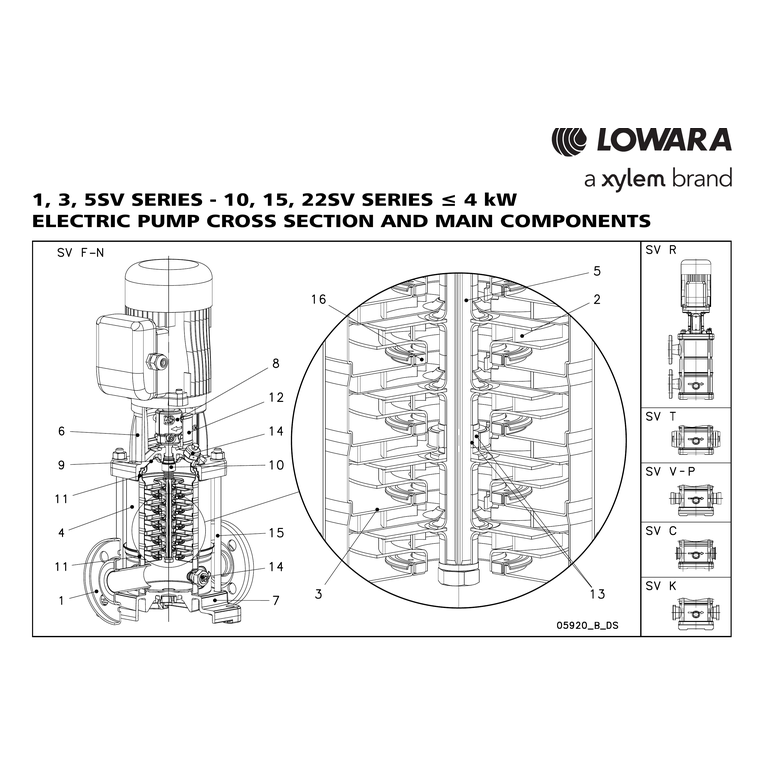 LOWARA 10SV06F022T DİKEY ÇOK KADEMELİ IN-LINE SANTRİFÜJ POMPA