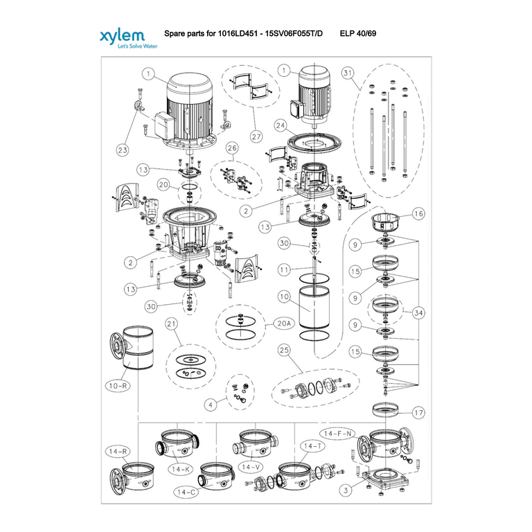 LOWARA 15SV06F055T/D 5,5 kW AISI304 Dikey Çok Kademeli In-Line Santrifüj Pompa