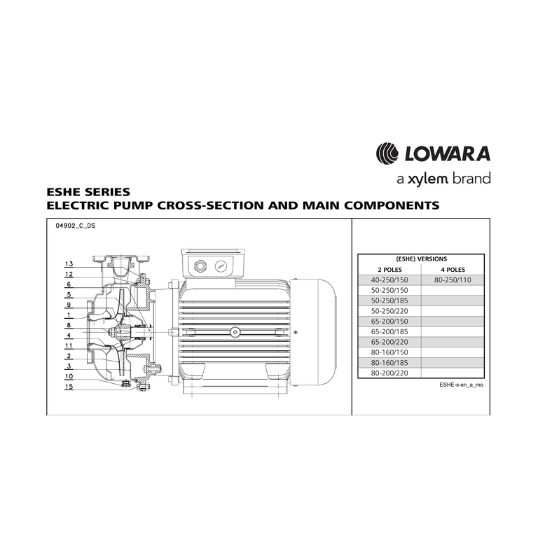 LOWARA ESHE 65-200/150/P25VSNA 15 kW AISI316L GÖVDELİ UZATILMIŞ MİLLİ YATAY SANTRİFÜJ POMPA