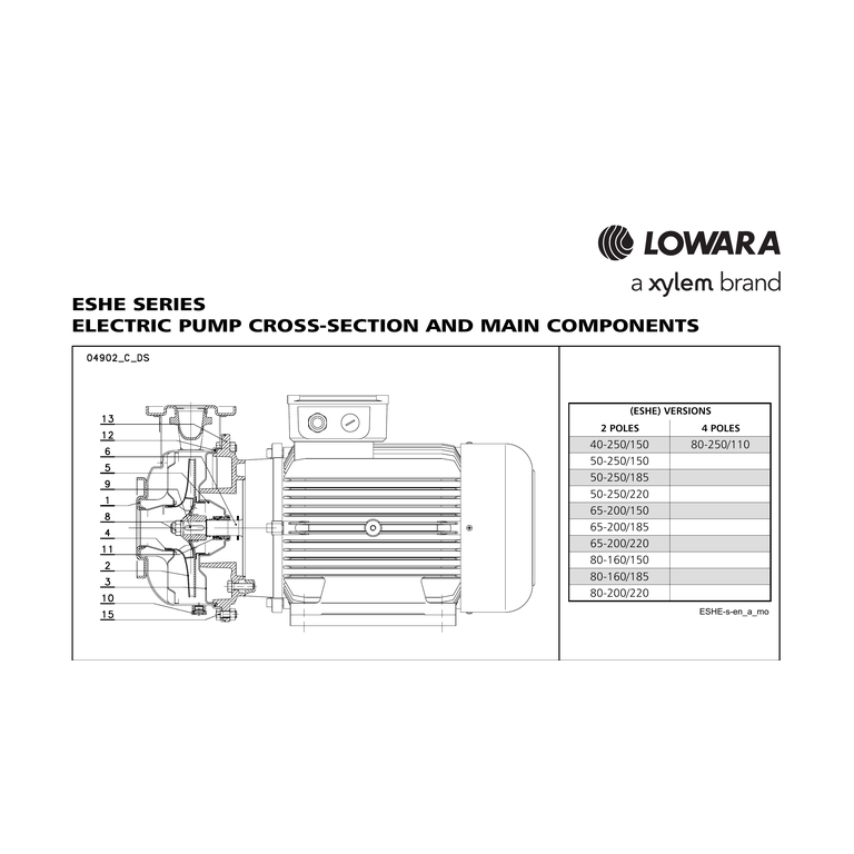 LOWARA ESHE 65-200/185/P25VSNA 18,5 kW AISI316L GÖVDELİ UZATILMIŞ MİLLİ YATAY SANTRİFÜJ POMPA