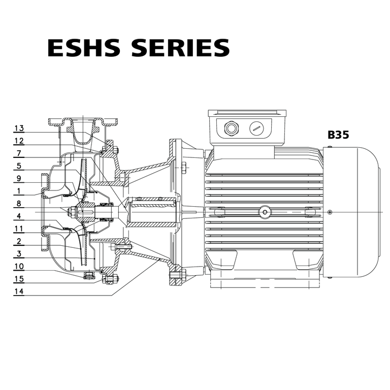 LOWARA ESHS 80-200/370/L25VSNA 37 kW AISI316L GÖVDELİ ADAPTÖR BRAKETLİ RİJİT KAPLİNLİ YATAY SANTRİFÜJ POMPA