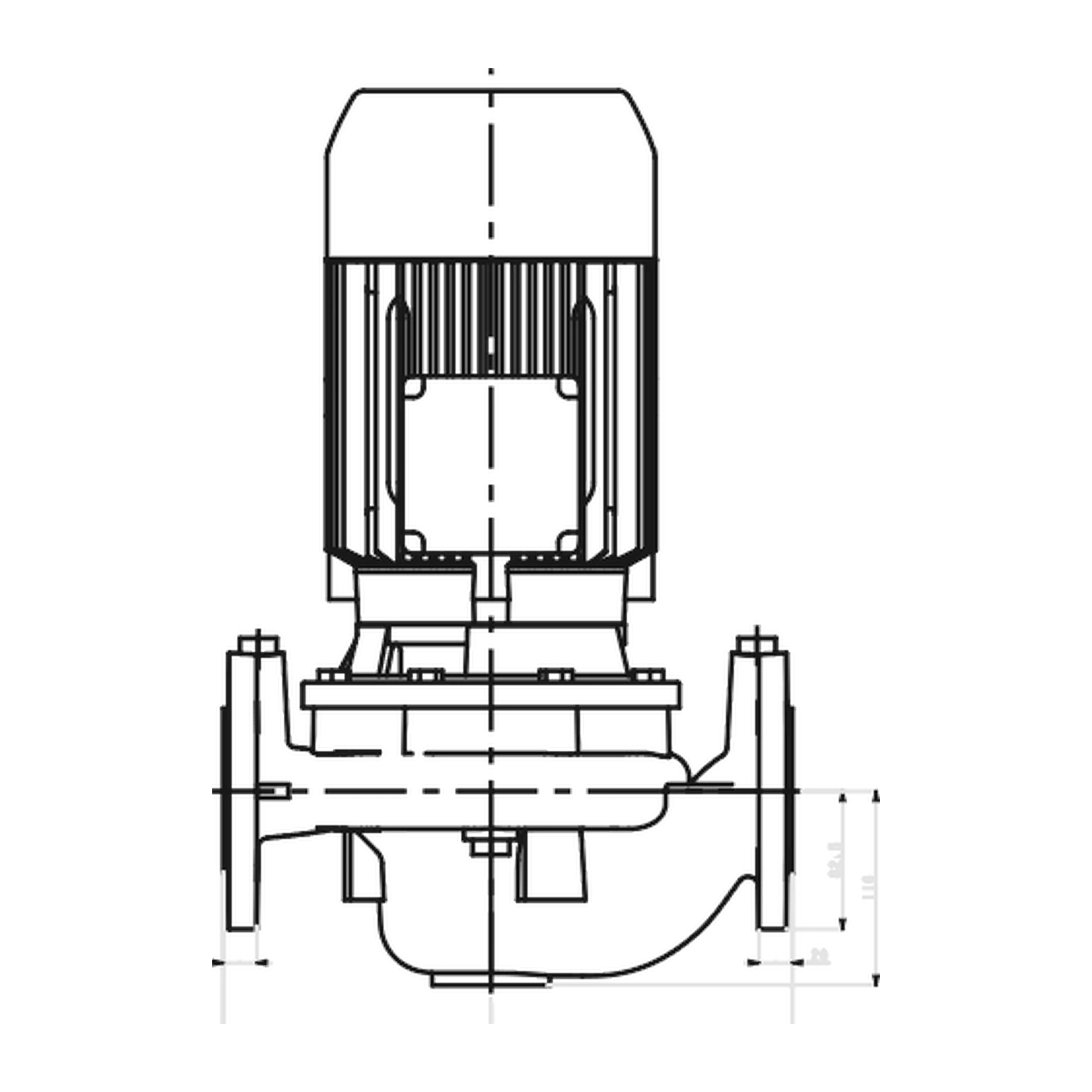 LOWARA LNEE 50-125/40/P25VCS4 4 kW İki Kutuplu İn-line Sirkülasyon Pompası