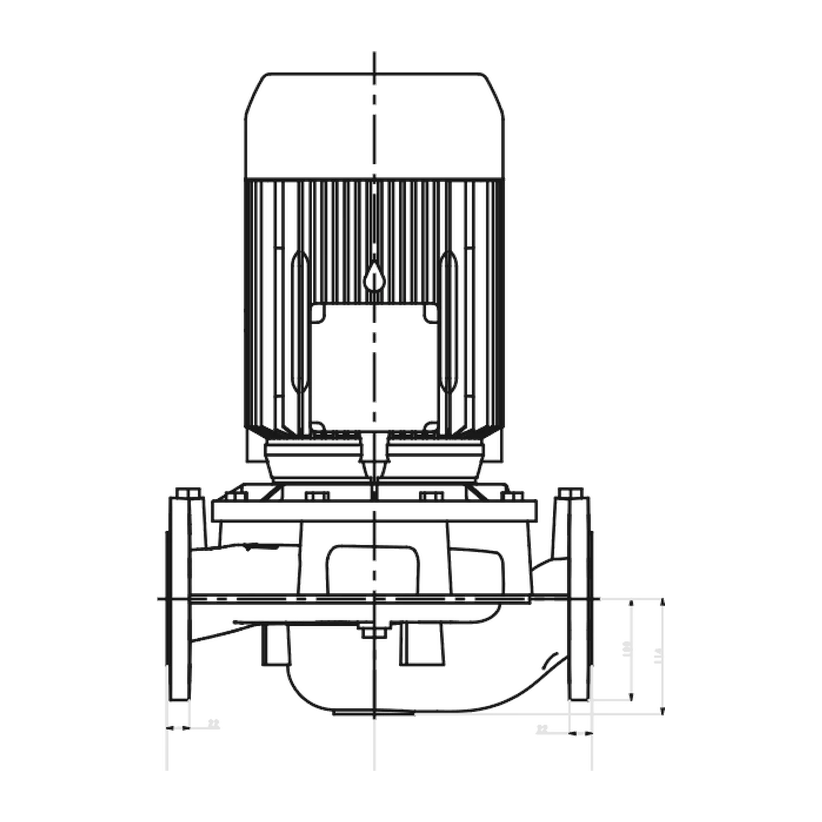 LOWARA LNEE 80-160/110/P25VCC4 11 kW İki Kutuplu İn-line Sirkülasyon Pompası