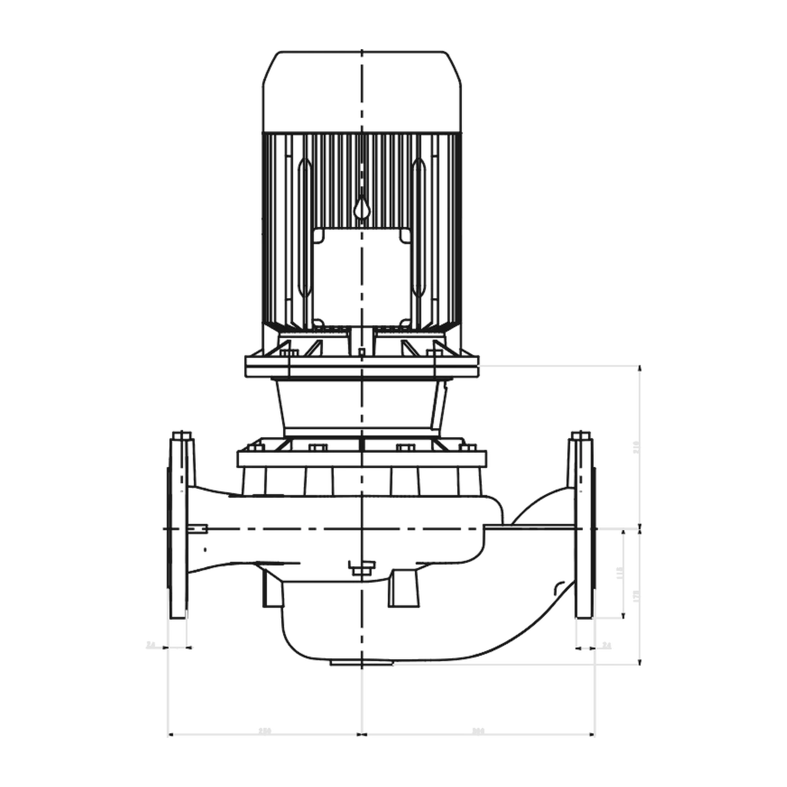 LOWARA LNES 100-200/55/P45VCC4 5,5 kW Dört Kutuplu İn-line Sirkülasyon Pompası