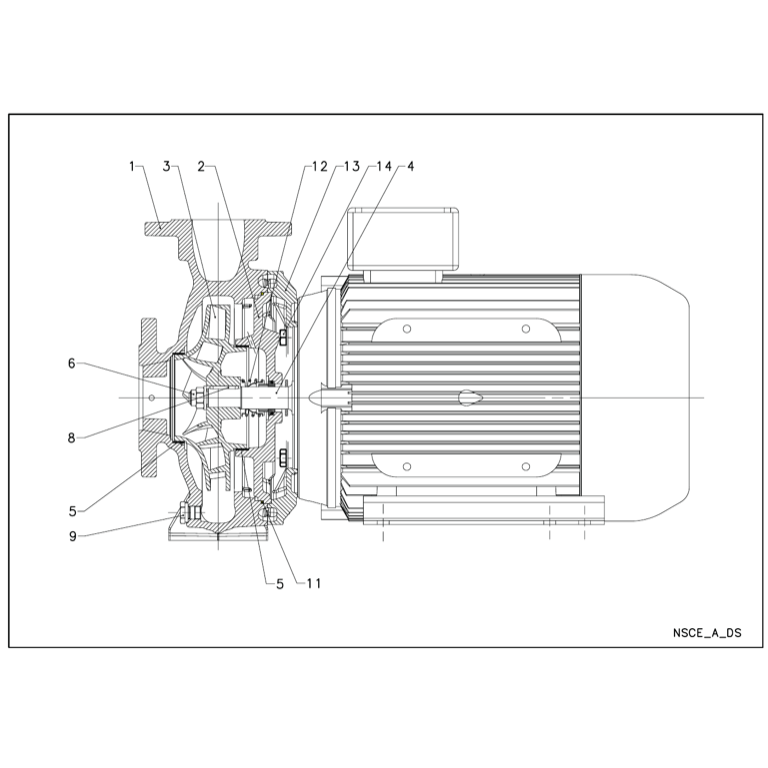 LOWARA NSCE 40-160/75/P25VCS4 7,5 kW DÖKÜM GÖVDELİ AISI304 ÇARKLI UZATILMIŞ MİLLİ YATAY MONOBLOK SANTRİFÜJ POMPA
