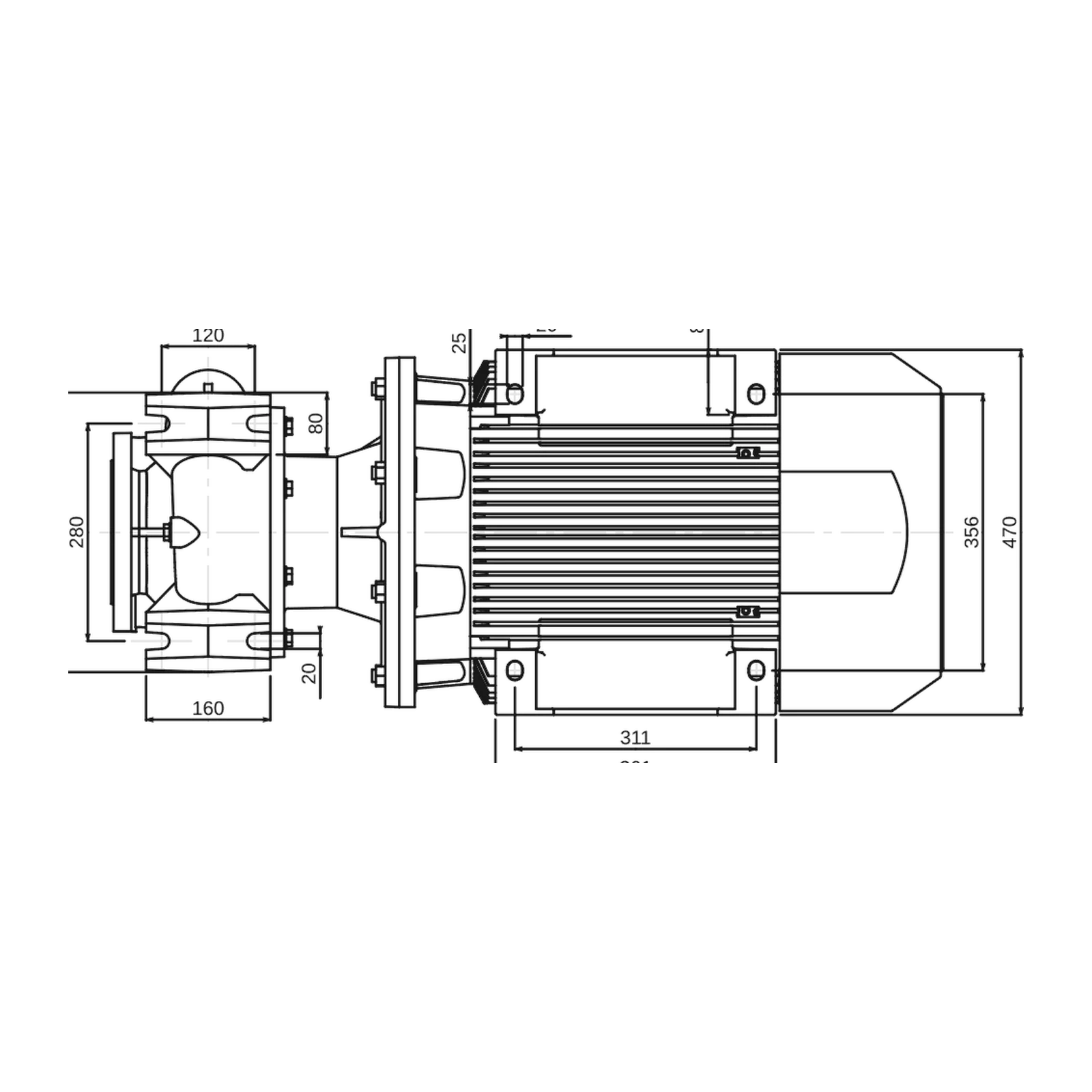LOWARA NSCS 100-200/450/L25VCC4 45 kW İki Kutuplu Döküm Gövdeli Rijit Kaplinli Santrifüj Pompa