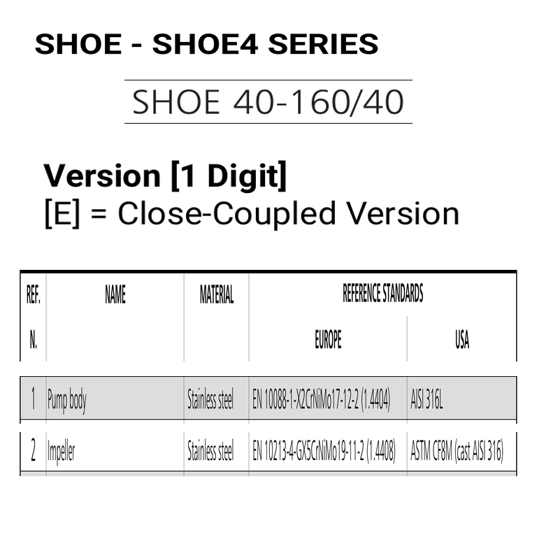 LOWARA SHOE 40-160/40/D 4 kW AISI316L GÖVDELİ AÇIK ÇARKLI YATAY MONOBLOK SANTRİFÜJ POMPA