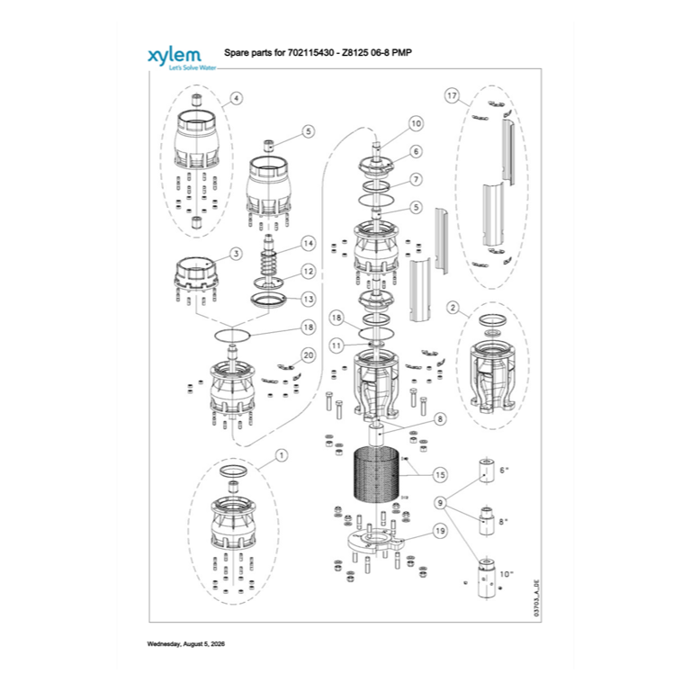 LOWARA Z8125 06-8 (702115430) AISI 304 8 İnç Motor Hariç Derinkuyu Pompası