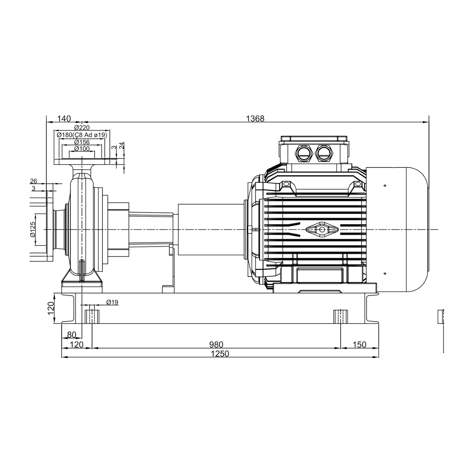 STANDART ECO SNT 100-250 55 kW Santrifüj Pompa