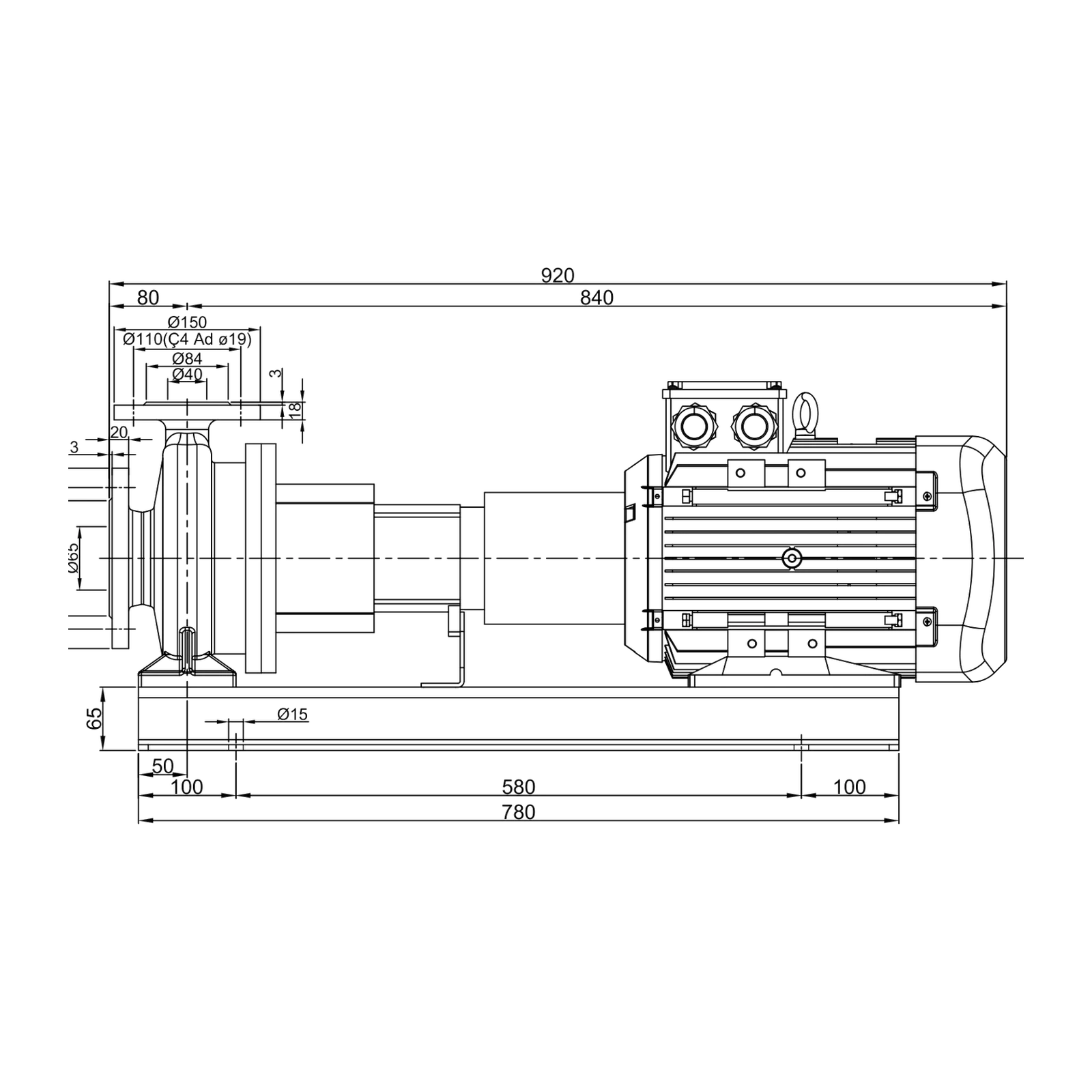 STANDART ECO SNT 40-160 7,5 kW Santrifüj Pompa