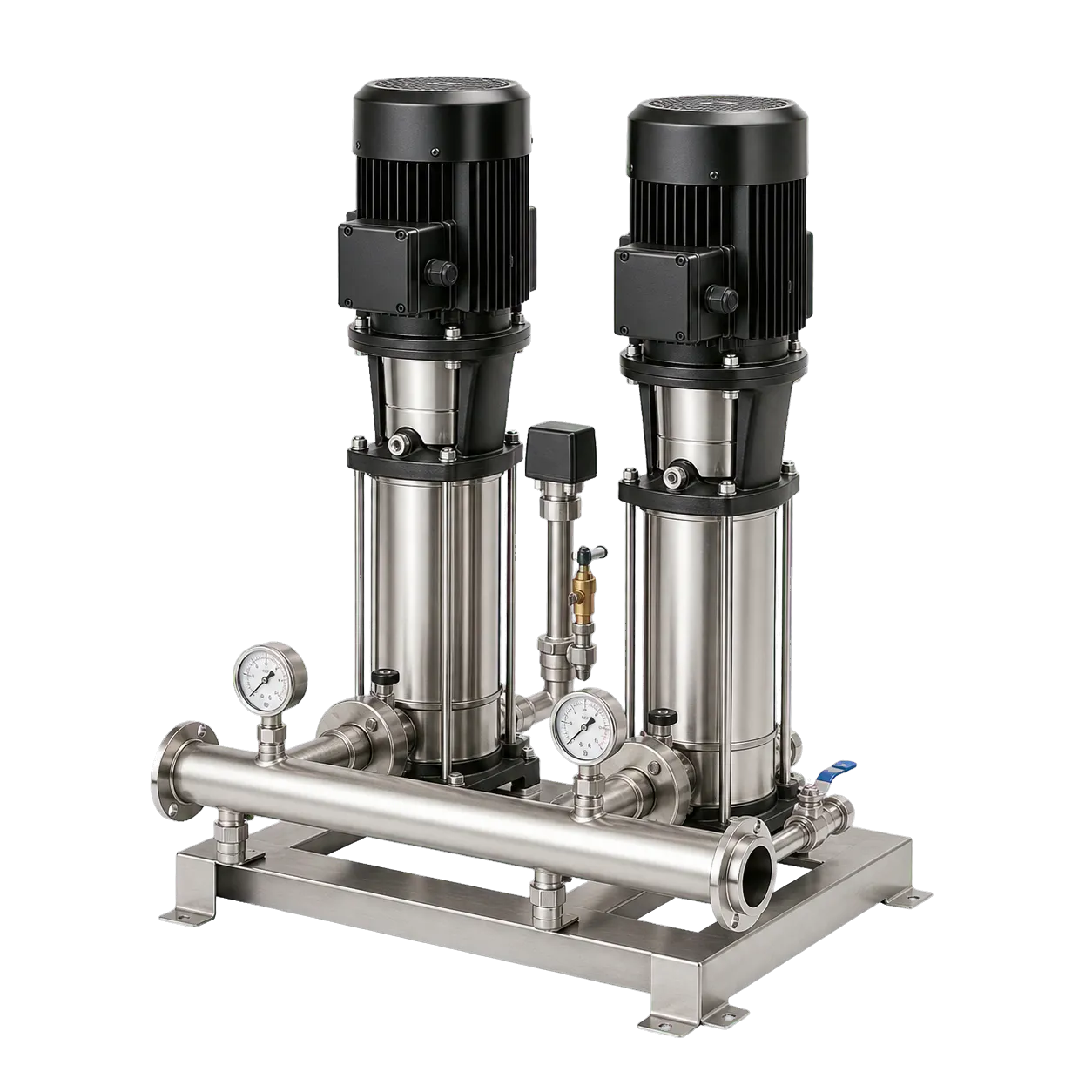 STANDART TH-2xCDLF 20/6 7,5 kW 2 POMPALI SABİT DEVİRLİ KOMPLE AISI304 PASLANMAZ KULLANIM SUYU HİDROFORU